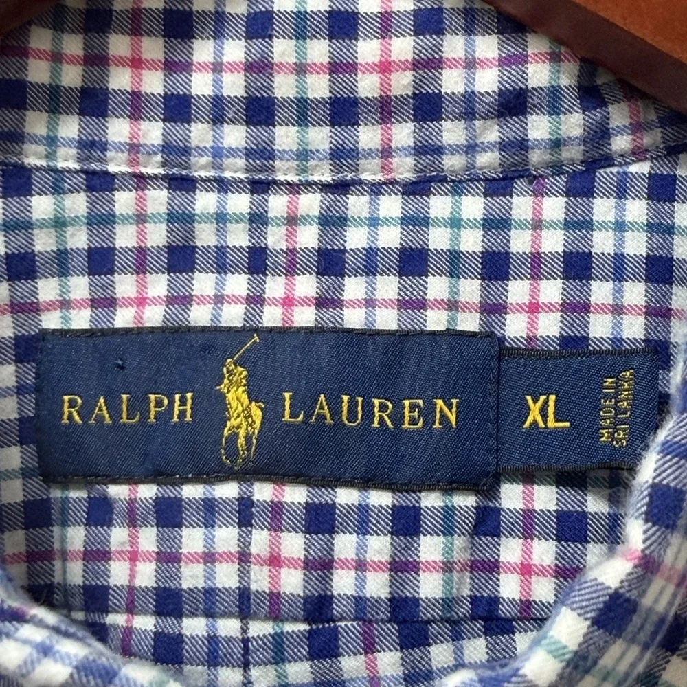 Ralph Lauren Mens Plaid Long Sleeve Button Up Shirt Size XL Preppy Church Office
